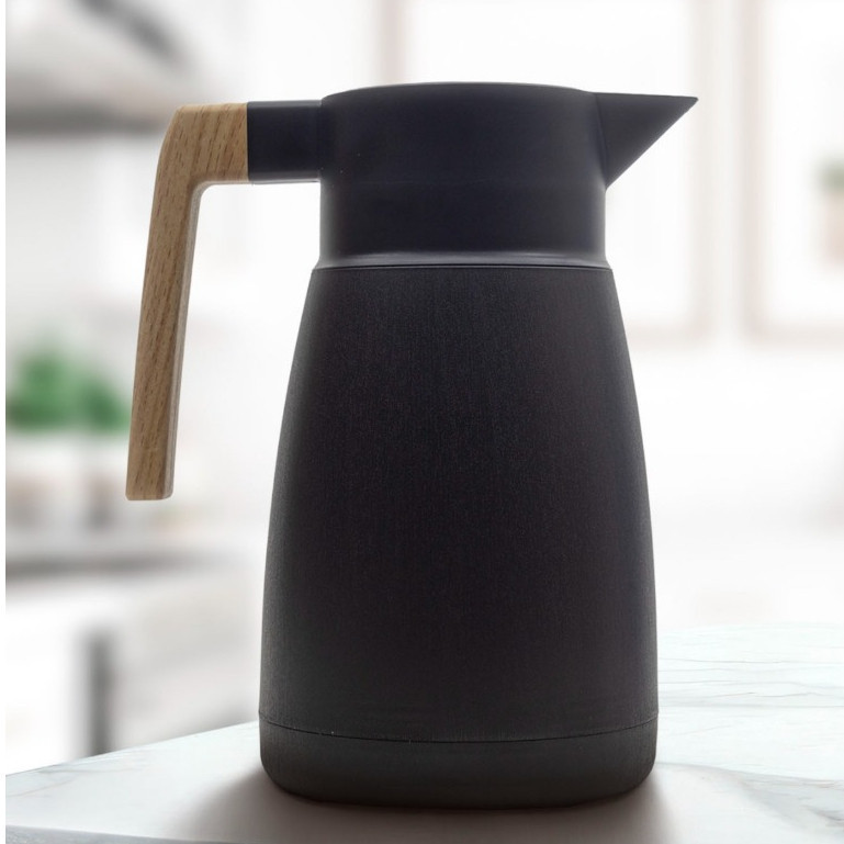 Garrafa Térmica Moderna Luxo Bambu Bebida Quente Ou Gelada