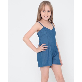 Macaquinho Jeans Infantil Alcinha Azul