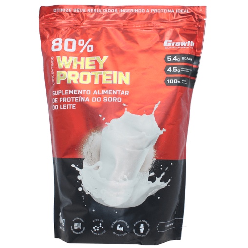 Whey Protein Concentrado Growth 1kg Proteina Sabor Leite em Po