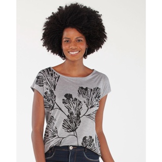 Blusa Feminina Estampa Flores Cinza