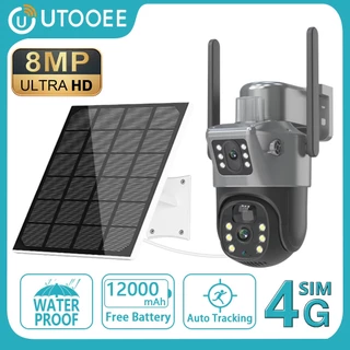 Câmerautooee 4K 8MP 4G Câmera Solar PTZ De Lente Dupla Telas Duplas PIR Rastreamento Humano Externo WIFI IP De Vigilância CCTV De Segurança