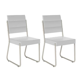 Conjunto 2 Cadeiras 1736 Tubo Prata Napa Branca Carraro