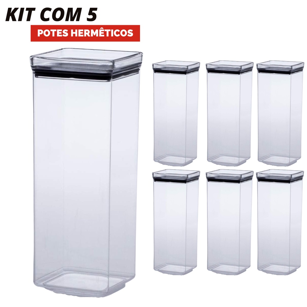 Kit 6 Potes Hermeticos Conjunto Cozinha Multiuso