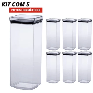 Kit 6 Potes Hermeticos Conjunto Cozinha Multiuso