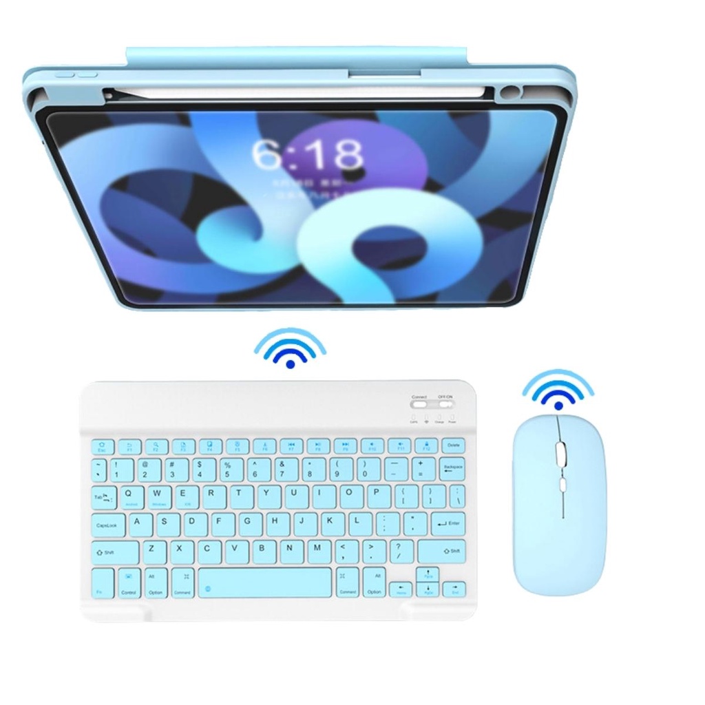 Kit Teclado + Mouse Sem Fio Bluetooth Para iPad Computador Tablet Celular