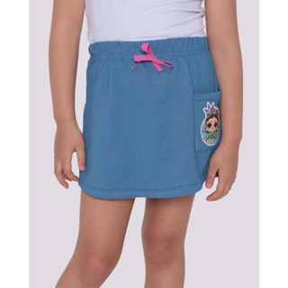 Saia Infantil Bolso Glitter Lol Azul Médio