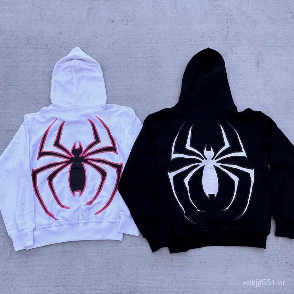 Y2k Emo Mulheres Streetwear Hoodie Aranha Punk Zip Up Hoodies