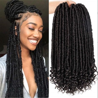 Deusa faux locs culry trança de crochê tranças macio natural preto trança extensão de cabelo sintéticom MRCC.HAIR