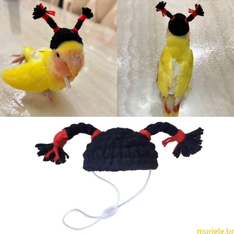 Chapéu Malha Mur Bird Hats Para Papagaios Tranças Divertidas Acessórios ...