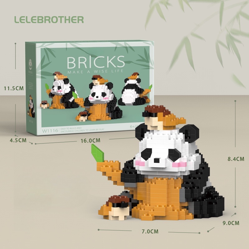 Panda Series Meng Lan Fu Bao Compatível Com Lego Montagem De Blocos De Construção Brinquedos Educativos Puzzle Desktop Ornamentos