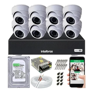 Kit Cftv 8 Câmeras Segurança Dome Ir Dvr Mhdx 1008 Intelbras