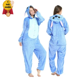Lilo Stitch Fantasia Pijama Kigurumi Macacão Roupa Adulto Anime Cosplay Desenho Filme- Fantasy