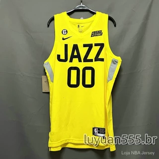 Hot Pressed Camisa Masculina Utah Jazz nba jersey Clarkson 00 De Basquetebol yellow Sponsorship logo