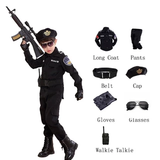 O grupo da roupa das crianças/polícia fantasia/exército para crianças/carnaval/Halloween/polícia 110-160cm