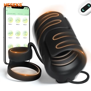 HESEKS Penianos Trainer Massageador Para Homens Estimulador De Pênis E Glande Vibrador Sem Fio Treinamento Sexual Masturbador Masculino Com APP Controle 10 Modos De Vibrações