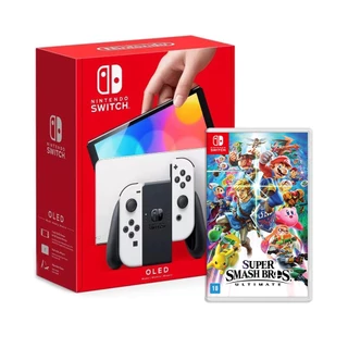 Console Nintendo Switch Oled Branco + Jogo Super Smash Bros Ultimate