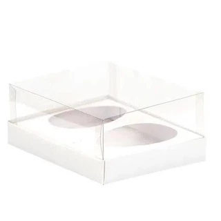 Caixa para Meio Ovo de Páscoa de Colher Duplo 250g - Branca - 5unidades - Assk em Oferta na Shopee