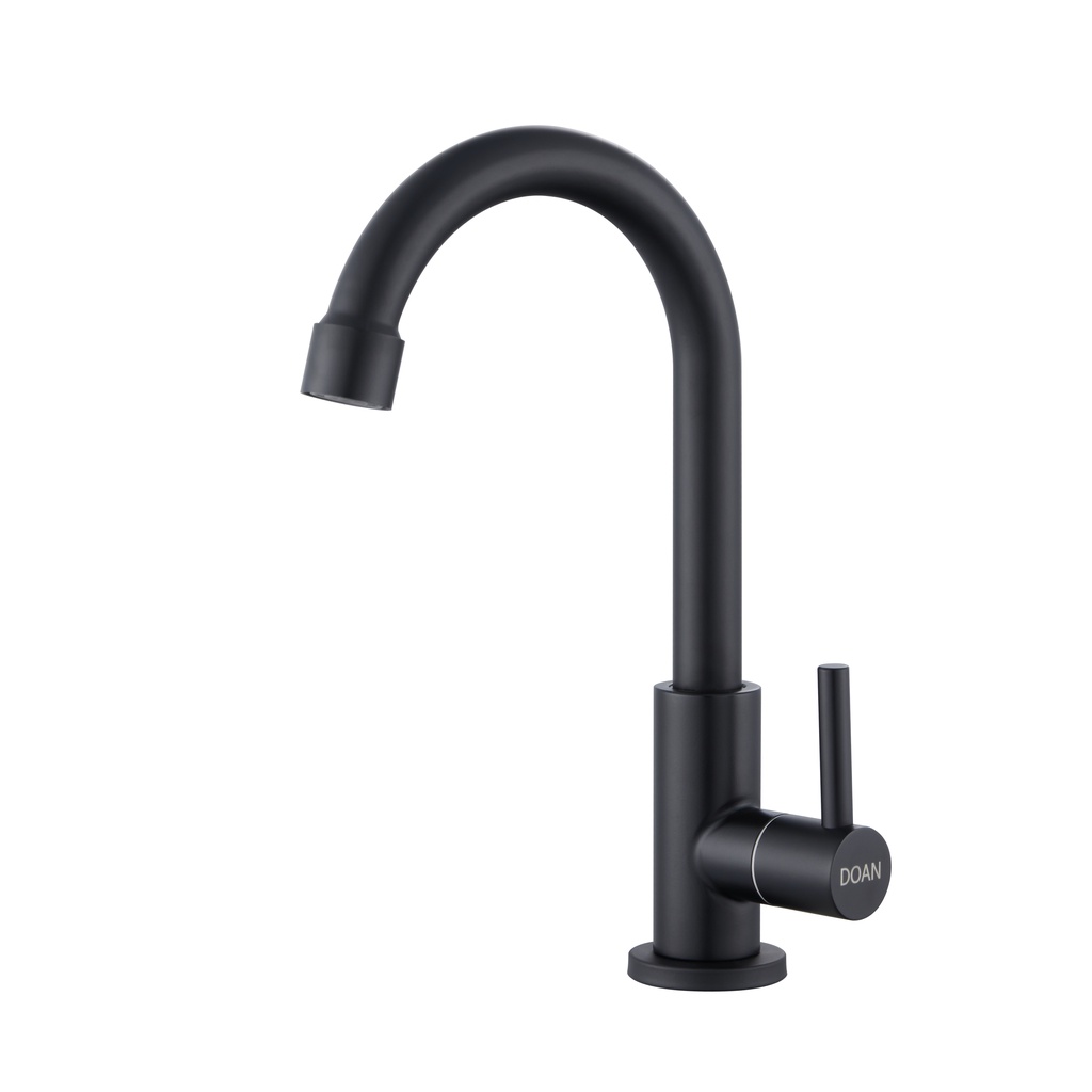 Torneira Banheiro Inox Giratória Mesa Curta Preto NOX04B Doan
