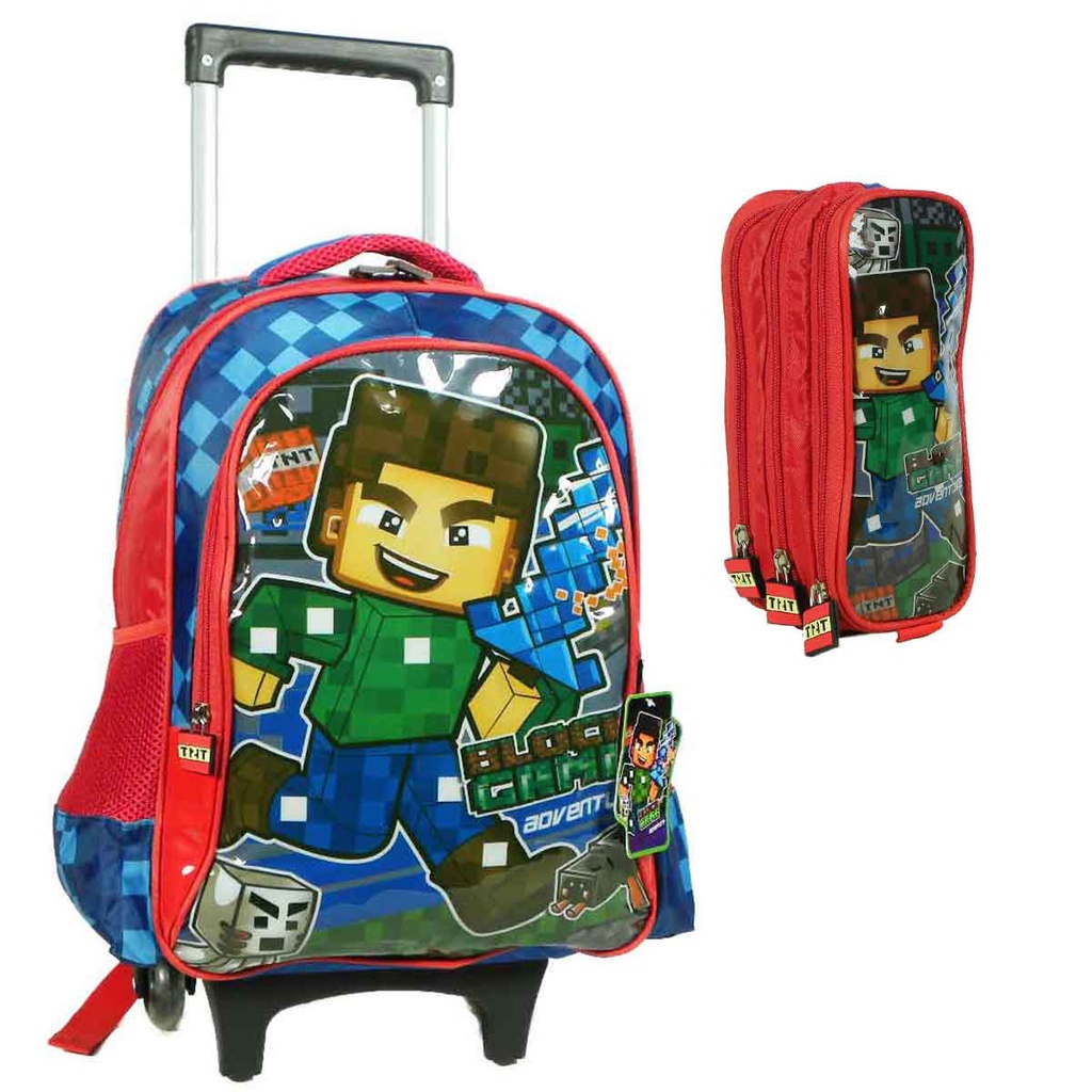 Kit Mochila Escolar Rodinhas Block Game Meninos 5 A 10 Anos | Shopee Brasil