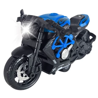 Brinquedo Moto Esportiva Azul Fricção Som Luz CBS0171B - Castela