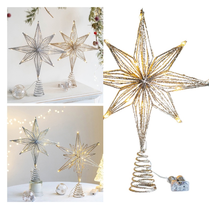 * Toppers Árvore Natal Estrela Luzes Corda LED Ornamentos Para Festa Casa Festival