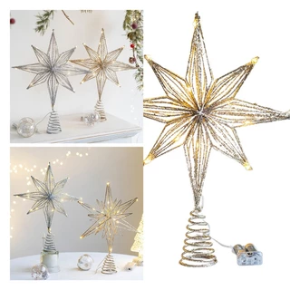 * Toppers Árvore Natal Estrela Luzes Corda LED Ornamentos Para Festa Casa Festival