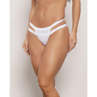 Calcinha Feminina String Tiras Dupla Tule Branco