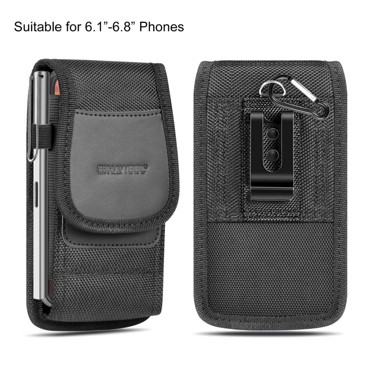 HAWEEL 6.1-6.8 Polegadas Clip De Nylon Para Cinto De Telefone Com Bolsa De Transporte Slot De Cartão (Preto)