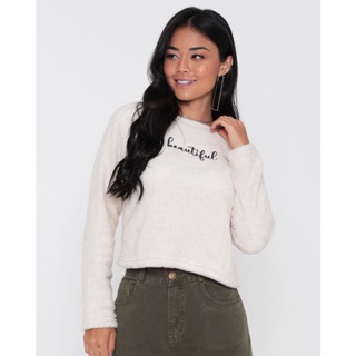 Blusa Feminina Flannel Beautiful Bege Claro
