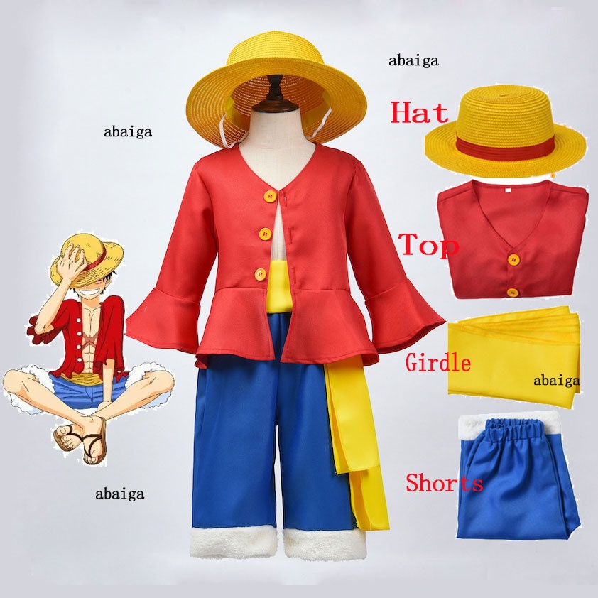 Fantasia Infantil One Piece Luffy Chapéu Colete Short - Fantasia Kids