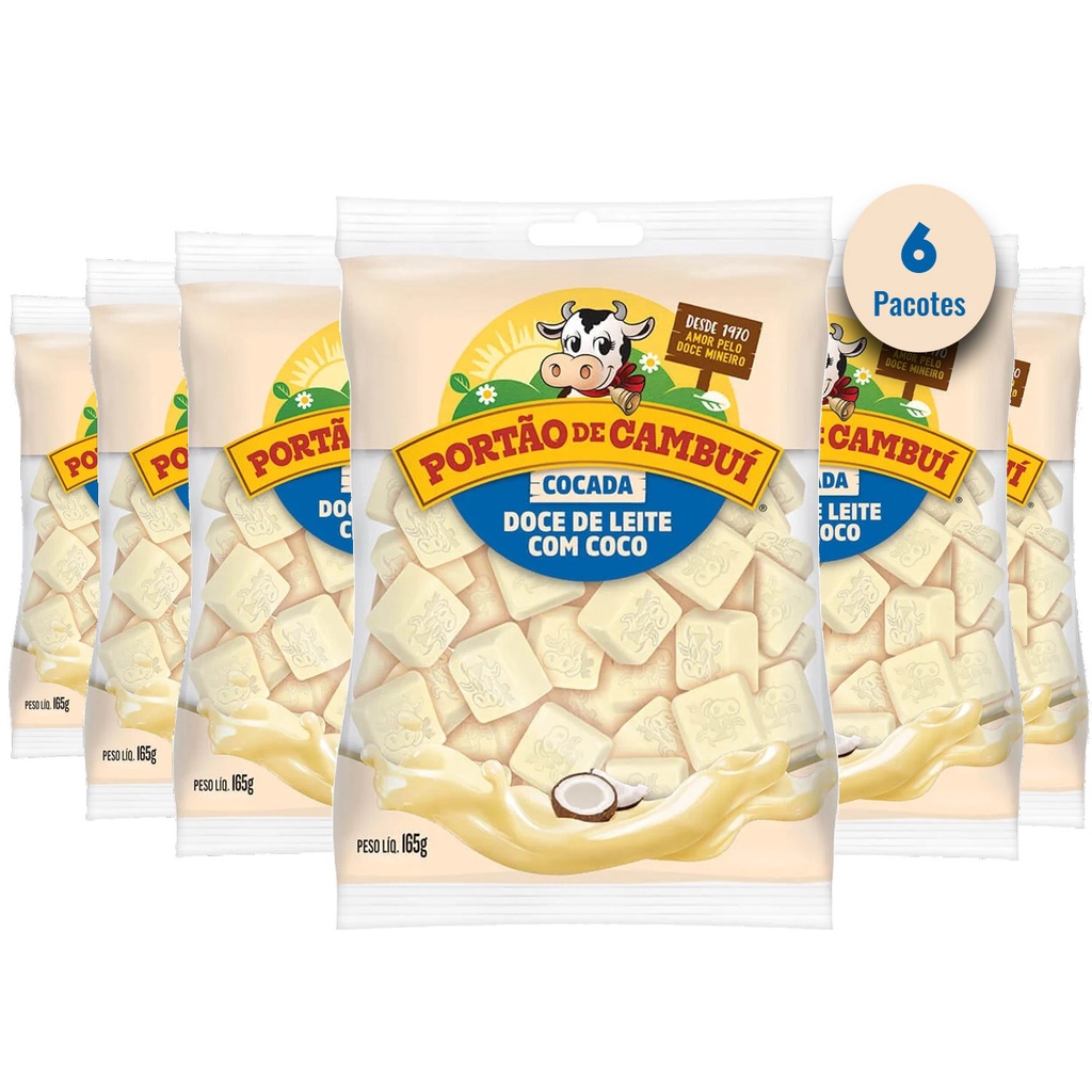 Doce de Leite com Cocada PORTÃO DO CAMBUI 165g (6 pacotes) | Shopee Brasil