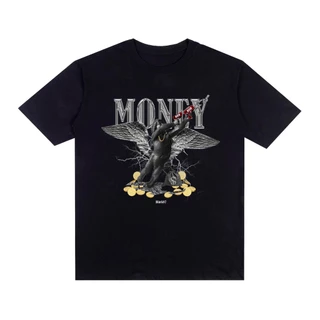 Camiseta Oversized Streetwear Algodão "Money Angel" 100% Algodão Unissex