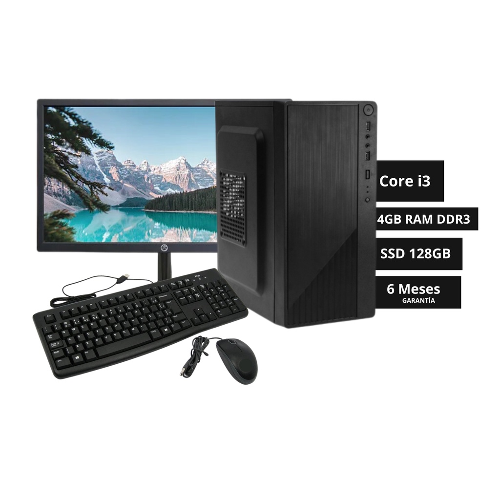 Computador pc Kit completo I3 4gb Ddr3 Ssd 128gb Monitor 20 pol teclado ...