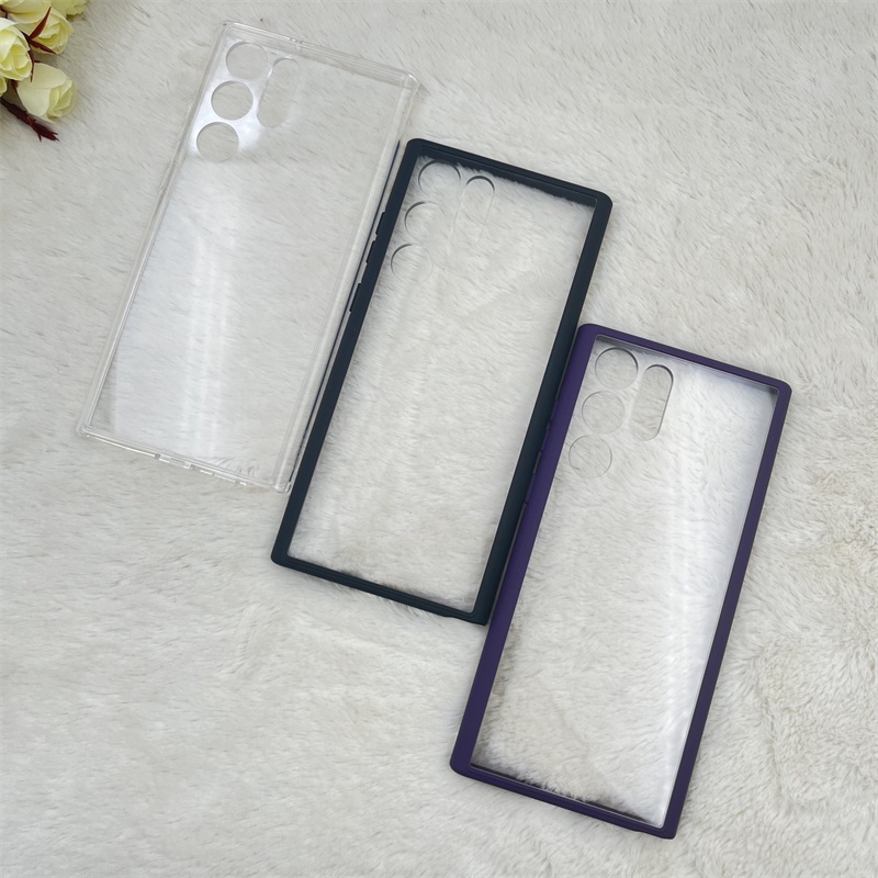 Capa Spigen Ultra Hybrid Bumper Clear/Black/Purple Border Para Samsung Galaxy S23/S22 Fall Prevention Protect