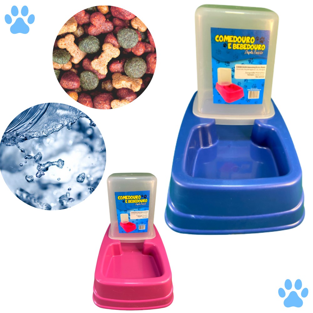 Kit 2 Comedouro Bebedouro Dupla Função para Cachorro Cães e Gatos 1 Kg ...