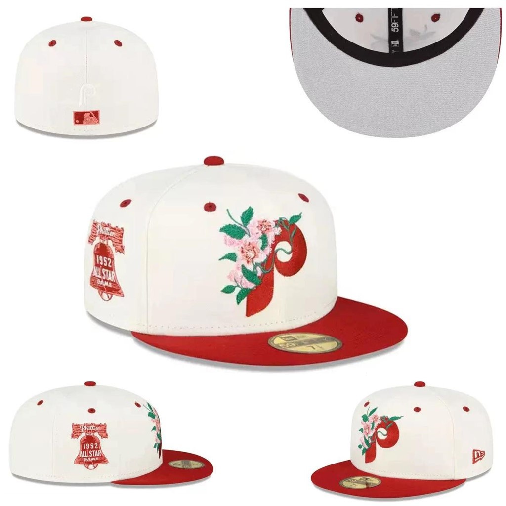 Novo MLB Trendy Hat Philadelphia Phillies Baseball Team Homens Mulheres Totalmente Fechadas Com Flor De Bordado Aba Plano Não Ajustável