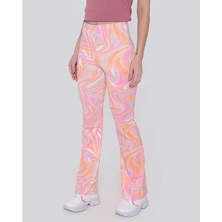 Calça Feminina Flare Estampada Rosa