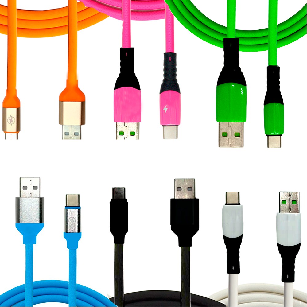 Kit 6 Cabo USB Tip C 6 Cores Carregamento Rápido 3A 1M Promoção de Envio de Cor Aleatória CA05