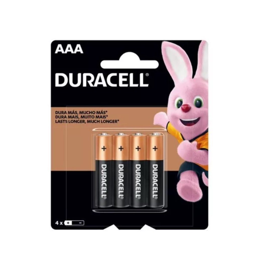 Pilha Duracell AAA com 4 Unidades
