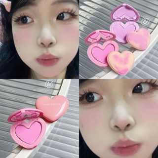 Herorange Heart Shape Monochrome Blush Cream Creme Monocromático Cor Natural Delicada Sentimento Girly Baixa Saturação Matte Reparação Rouge Cute Sweet 3 Cores