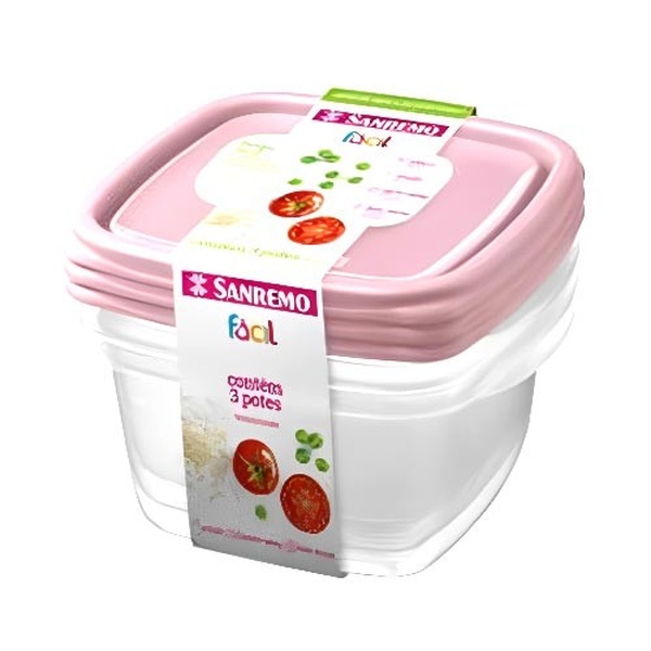 Pote Plastico Conjunto 3 Potes Facil 800Ml Sanremo