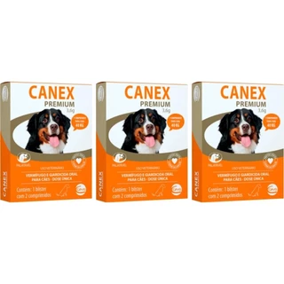 Canex Premium 3,6g Vermifugo Cães Até 40kg 2 Comprimidos - 3 Unidades
