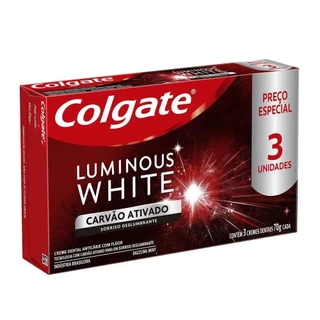 Creme Dental Luminous White Carvão Ativado 70g 3Un - Colgate