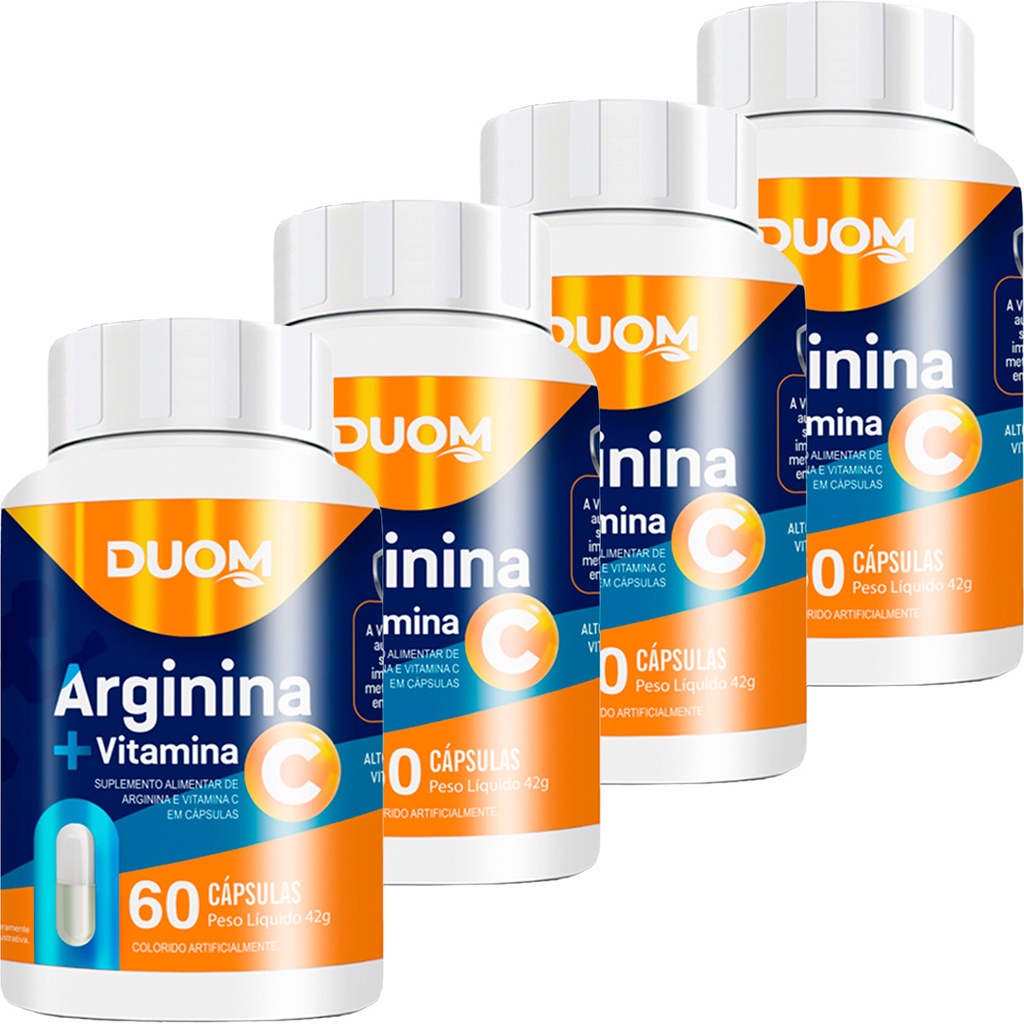 Kit 4 Suplemento Alimentar Arginina + Vitamina C Multivitamínico Dose ...