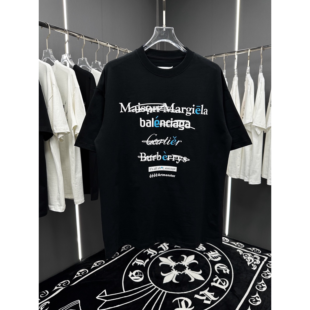 111291ac Estação Européia Moda Masculina E Feminina Casual Versátil Pescoço Redondo Top De Manga Curta