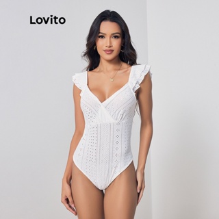 Lovito Body Elegante Com Babados Lisos Para Mulheres LBL07159