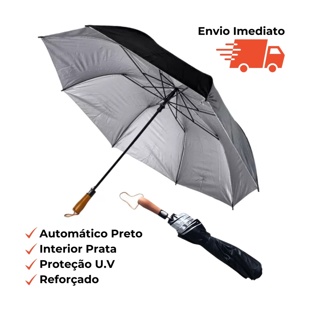 Guarda Chuva Preto 53cm c/ Proteção UV - Reforçado Ergonômico | Shopee ...