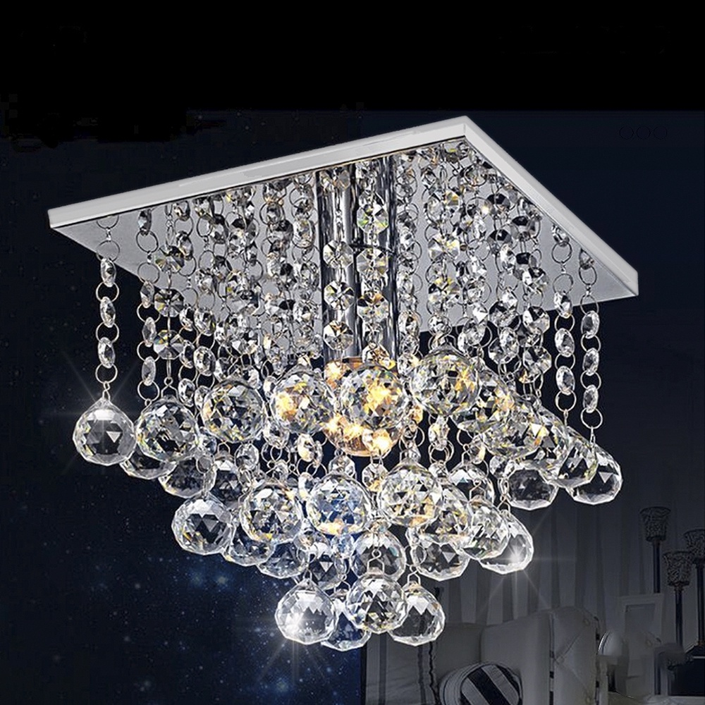 Lustre Para Sala De Cristal Legítimo K9 Base Inox 30x30 Cm | Shopee Brasil