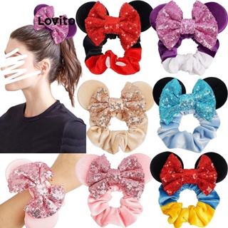 Lovito Laços De Cabelo Casuais De Festa De Veludo Do Mickey Mouse Com Laço Liso Para Mulheres LCS05093