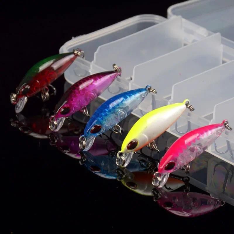 Novo 5 Pçs Mini Minnow 4cm 2.5g Conjunto De Isca De Pesca Kit Com Caixa CrankBaits Wobblers Iscas Afundando Carpa Equipa